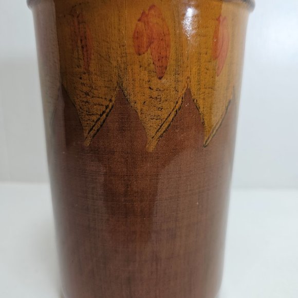 Noemi Italy Vase/Utensil Holder; Brown; Pottery; Ceramic; Drip Glazed; Vintage - Picture 6 of 7